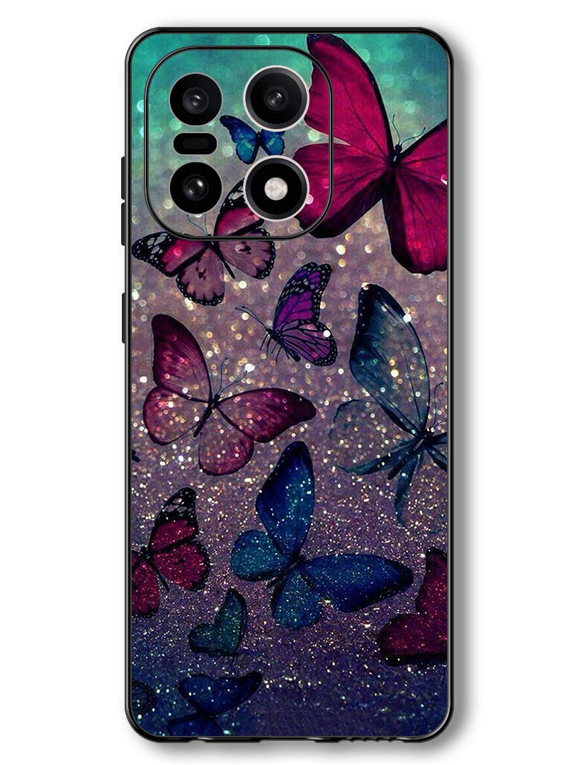 Theodor Case Compatible with OnePlus 15 6.78 Inch Protection Shockproof Bumper Cover Glitters Butterflies - Image 1